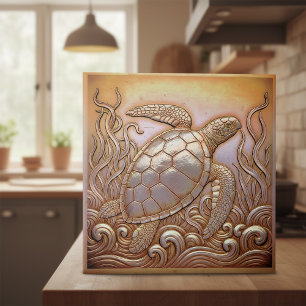 Copper Metallic Iridescent Turtle ID1223 Ceramic Tile