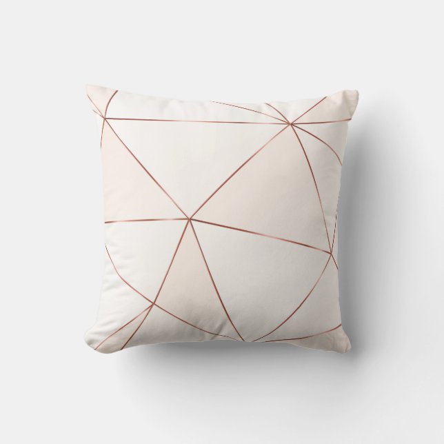 Copper metallic polygonal texture with bronze glit throw pillow (Front)