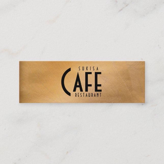 Copper Metallic Restaurant Skinny Business Card (Front)