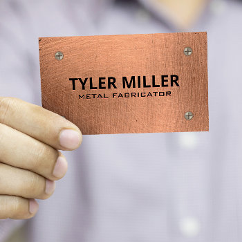 Copper Metallic | Scratch Metal With Screws Business Card by lovely_businesscards at Zazzle