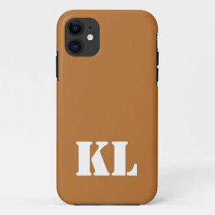 Copper Metallic Solid Color Minimalist Monogram iPhone 11 Case