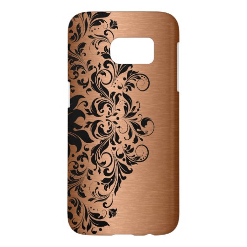 Copper Metallic Texture  Black Lace Samsung Galaxy S7 Case
