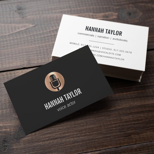 Copper Microphone Voice Actor Business Card