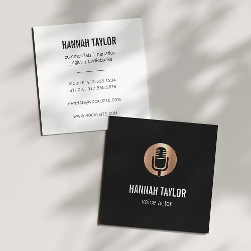 Copper Microphone Voice Actor Square Business Card
