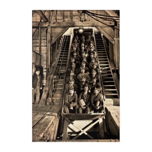 Copper Miners Ready to Descend Shaft No 2 _ 1905 Acrylic Print