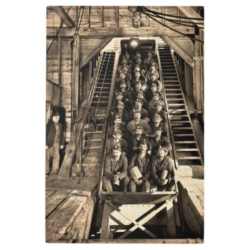 Copper Miners Ready to Descend Shaft No 2 _ 1905 Metal Print
