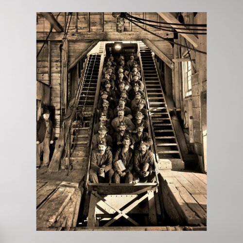 Copper Miners Ready to Descend Shaft No 2 _ 1905 Poster