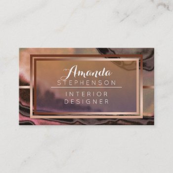 Copper Modern Watercolor Interior Design Business Business Card by hhbusiness at Zazzle