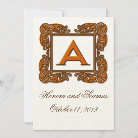 Copper Monogrammed Celtic Wedding Invitation