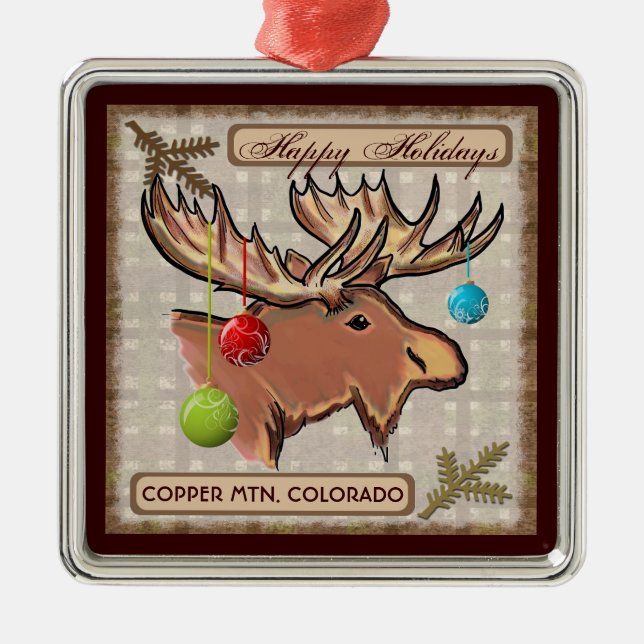 Copper Mountain Colorado artistic moose ornament (Front)