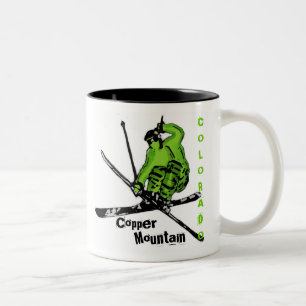 Copper Mountain Colorado green skier coffee mug