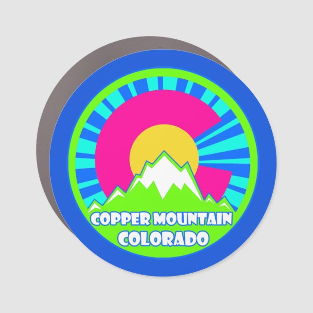 Copper Mountain Colorado neon mountains car magnet (Front)