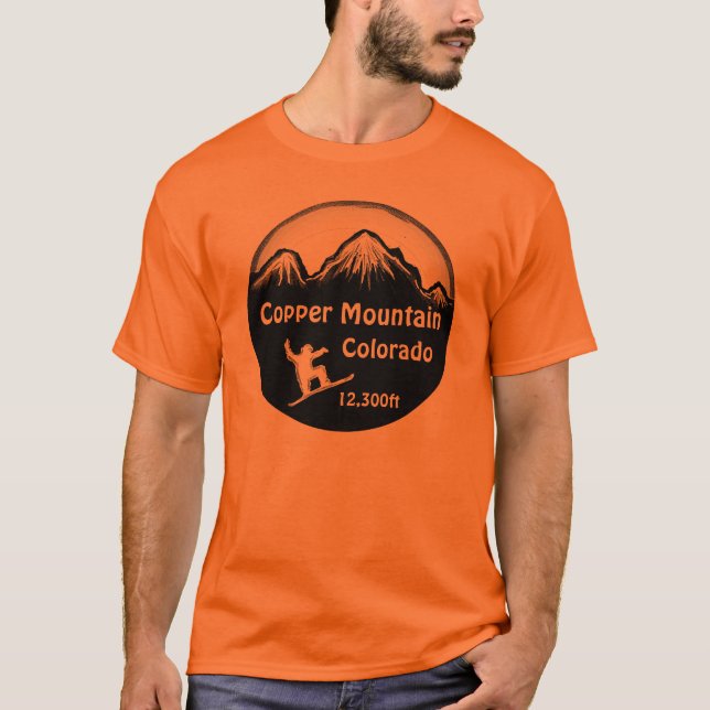 Copper Mountain Colorado orange snowboard tee (Front)