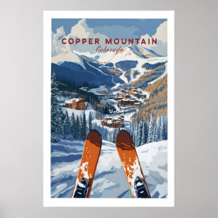 Copper Mountain Ski Poster Winter Ski Village