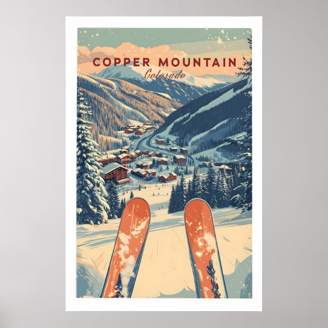 Copper Mountain Travel Poster Sunset Ski Slopes 1 (Front)