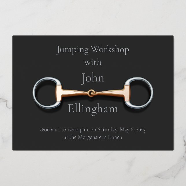 Copper Mouth Eggbutt Snaffle Bit Classy Equestrian Foil Invitation (Front)