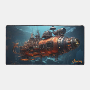 Copper Nautilus: Steampunk Submarine Desk Mat