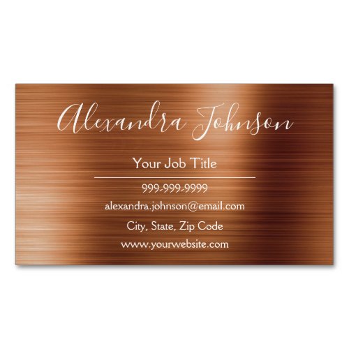 Copper Orange Foil Modern and Elegant Business Card Magnet