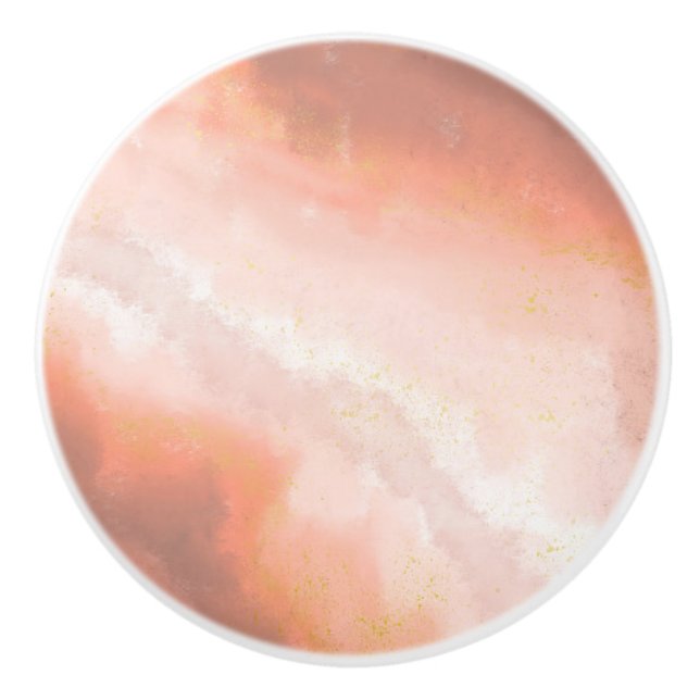 Copper, orange & pink printed ceramic knobs (Front)