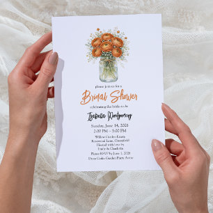 Copper Palette Ranunculus Mason Jar Bridal Shower Invitation