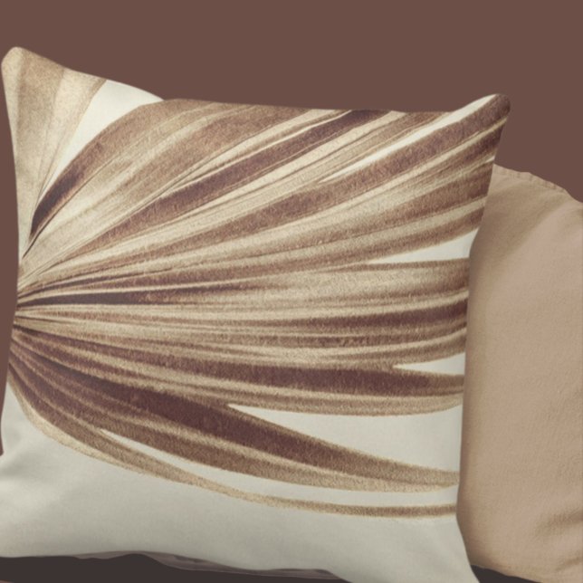 Copper Palm Leaf | Modern Minimalist Abstract Throw Pillow (Creator Uploaded)