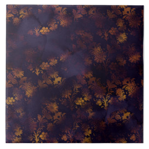 Copper Patina Damask Watercolor Pattern  Ceramic Tile