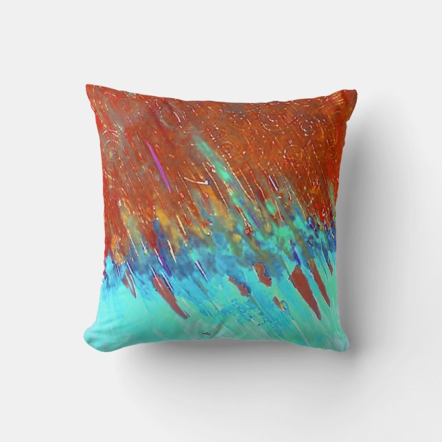 Copper Patina Landscape Throw Pillow (Front)