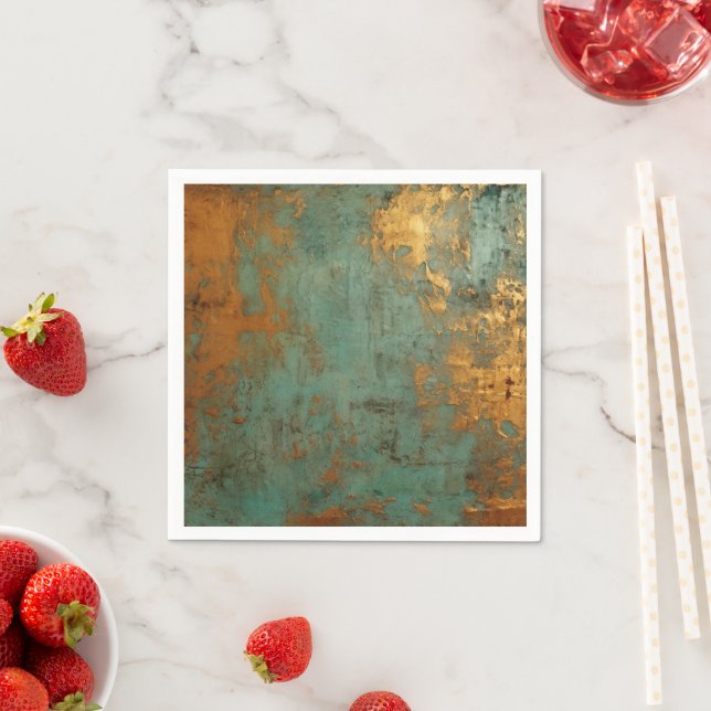 Copper Patina Rustic Metallic  Napkins (Insitu)
