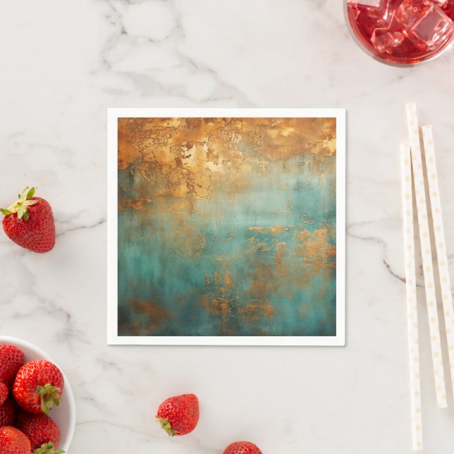 Copper Patina Rustic Metallic  Napkins (Insitu)