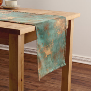 Copper Patina Rustic Metallic Short Table Runner
