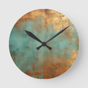 Copper Patina Rustic Round Clock