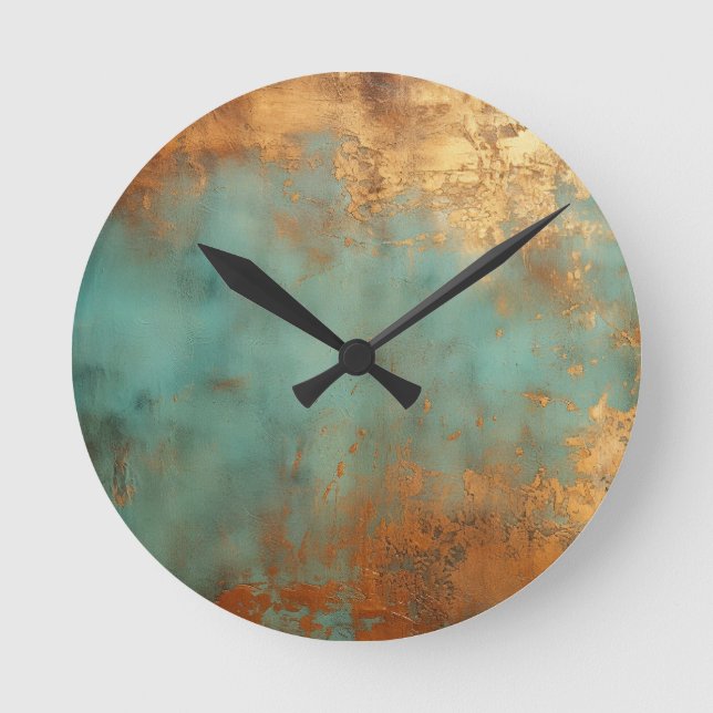 Copper Patina Rustic Round Clock (Front)