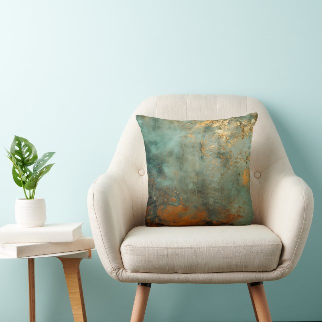 Copper Patina Rustic Throw Pillow (Chair)