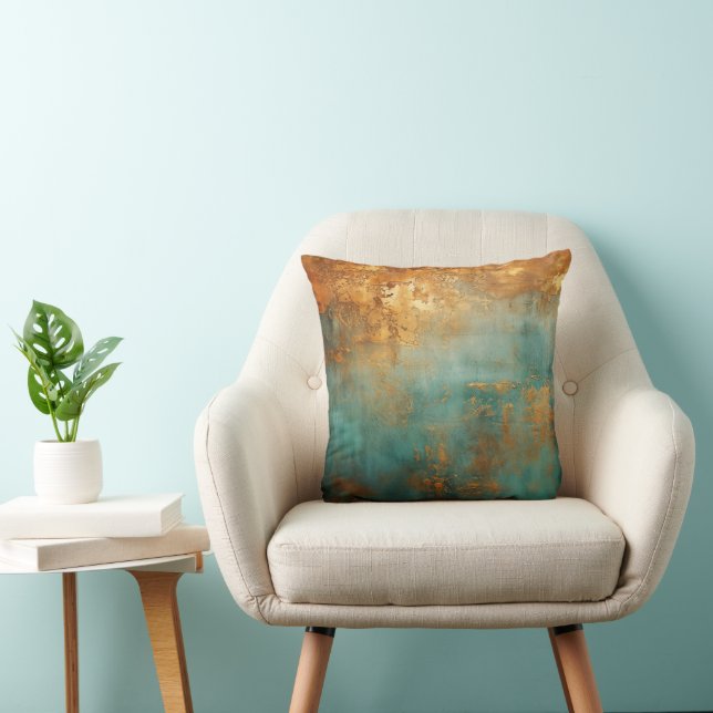 Copper Patina Rustic Throw Pillow (Chair)