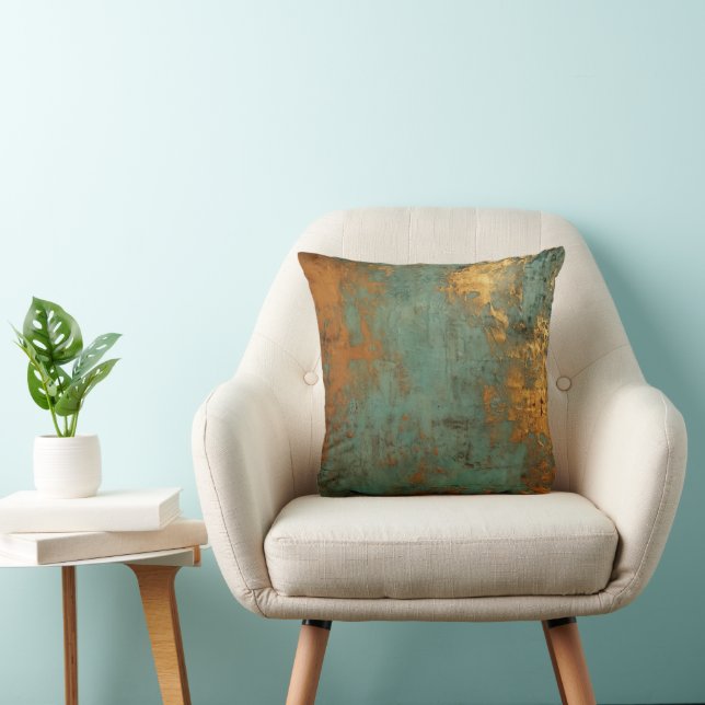 Copper Patina Rustic Throw Pillow (Chair)