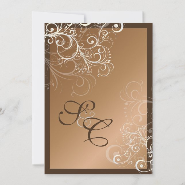 Copper + pearl swirls  Wedding Invitations (Front)