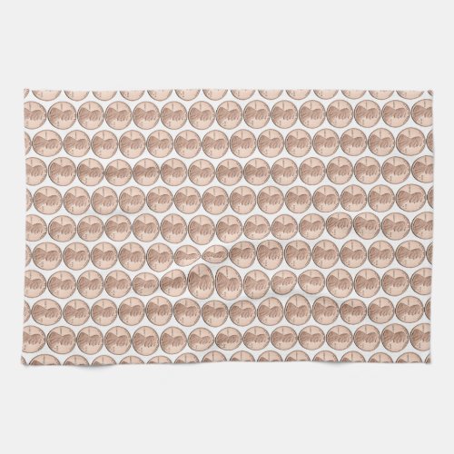 Copper Pennies Array Pattern Design Kitchen Towel