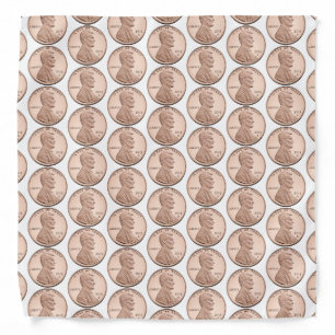 Copper Penny Coin Pattern – Lincoln Cent Design Bandana