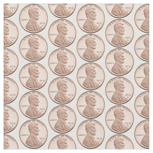 Copper Penny Coin Pattern – Lincoln Cent Design Fabric