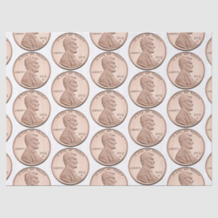 Copper Penny Coin Pattern – Lincoln Cent Design Tissue Paper