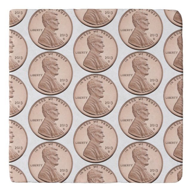 Copper Penny Coin Pattern – Lincoln Cent Design Trivet (Front)