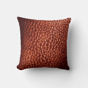Copper Penny Faux Leather Design Throw Pillow
