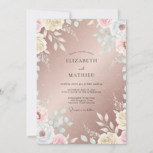 Copper Peony Leaf Wedding Invitation