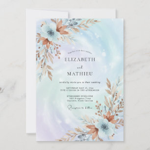 Copper Periwinkle Leaf Wedding Invitation