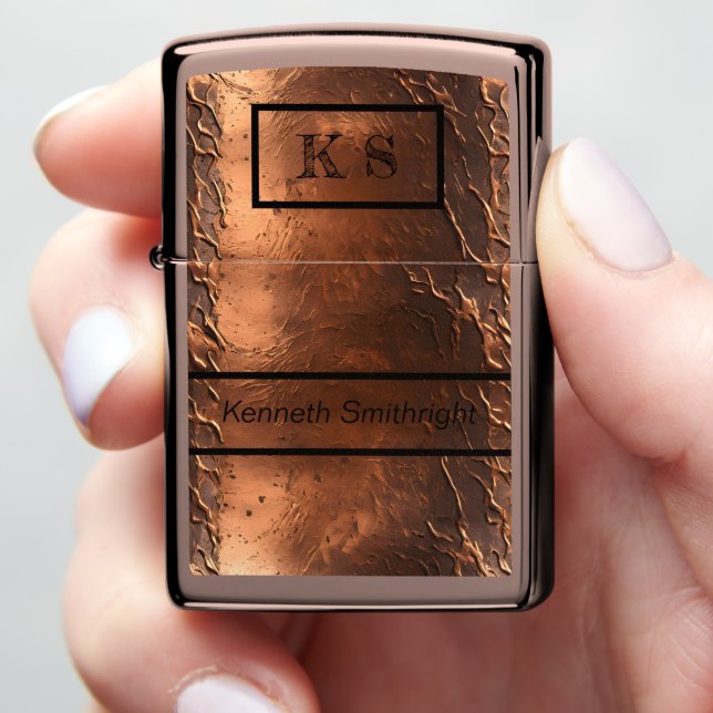 Copper Personalized Metal Design Zippo Lighter (In Hand)
