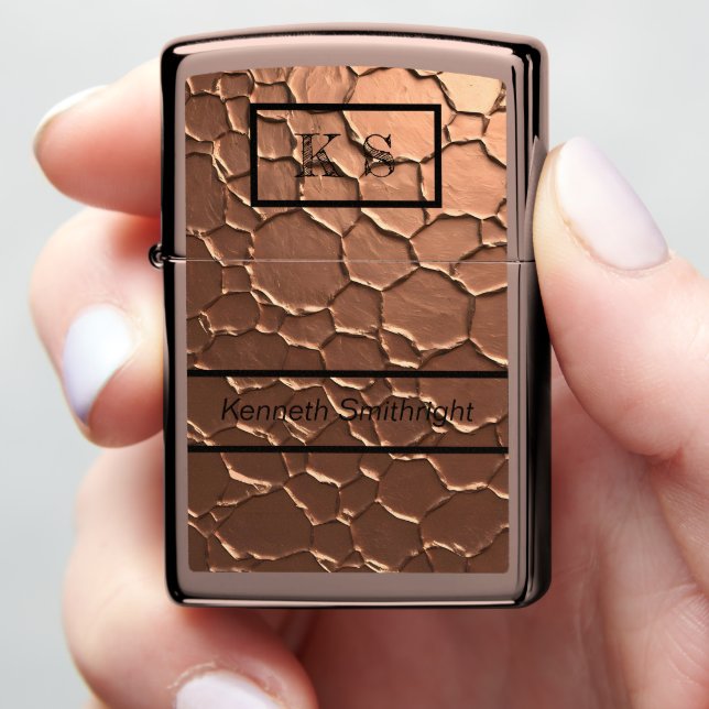 Copper Personalized Metal Flame Zippo Lighter (In Hand)