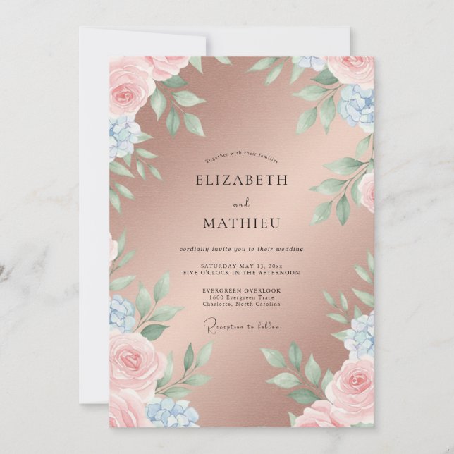 Copper Petal Wedding Invitation (Front)