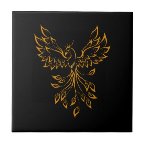 Copper Phoenix  Ceramic Tile