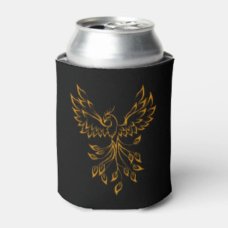 Copper Phoenix Rises on Black  Can Cooler