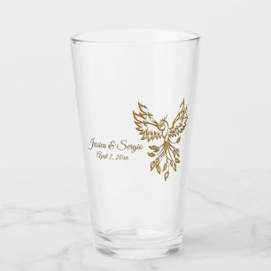 Copper Phoenix Rises on Black Glass